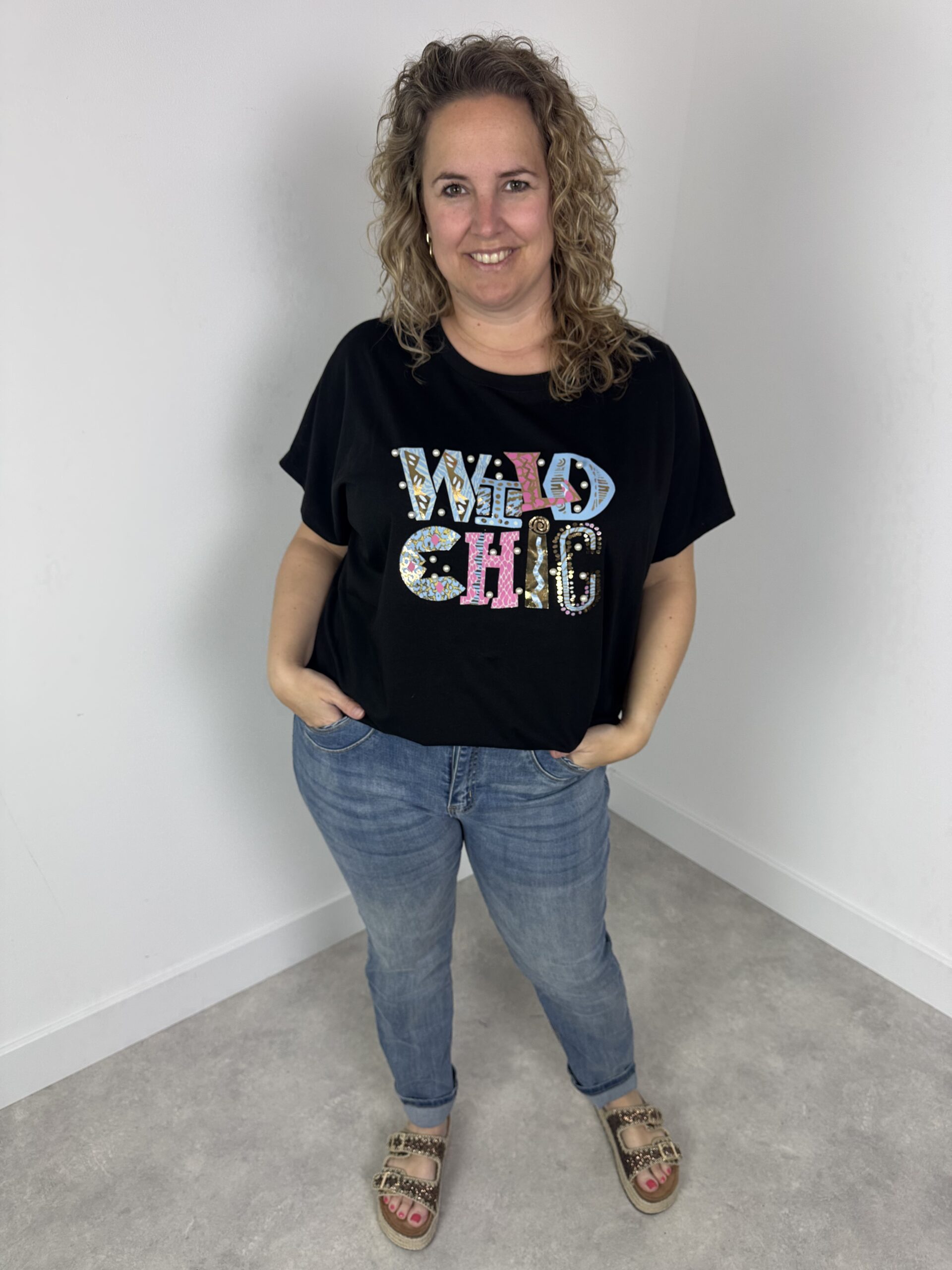 T shirt wild pearl zwart