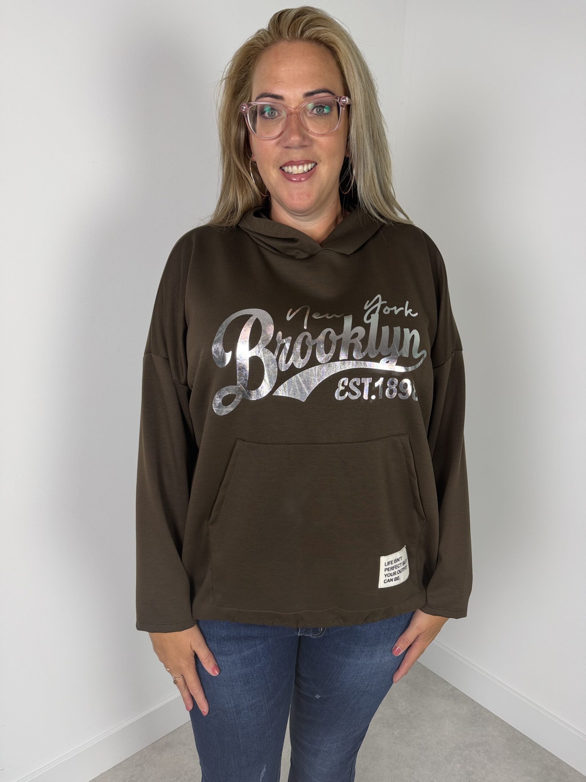 Hoodie brooklyn /new york brown  nr.014
