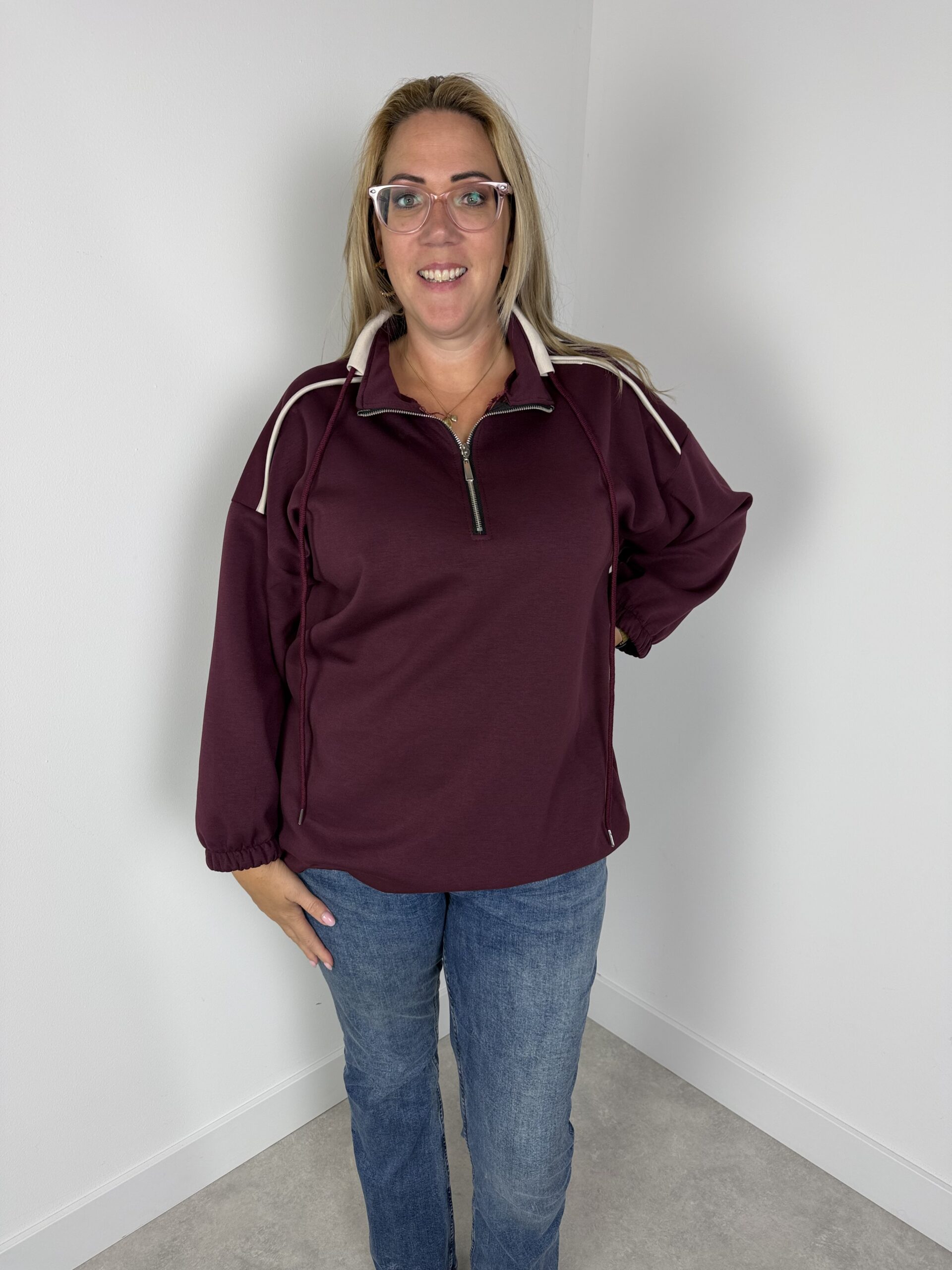 Sweater met rits burgrund  nr.019
