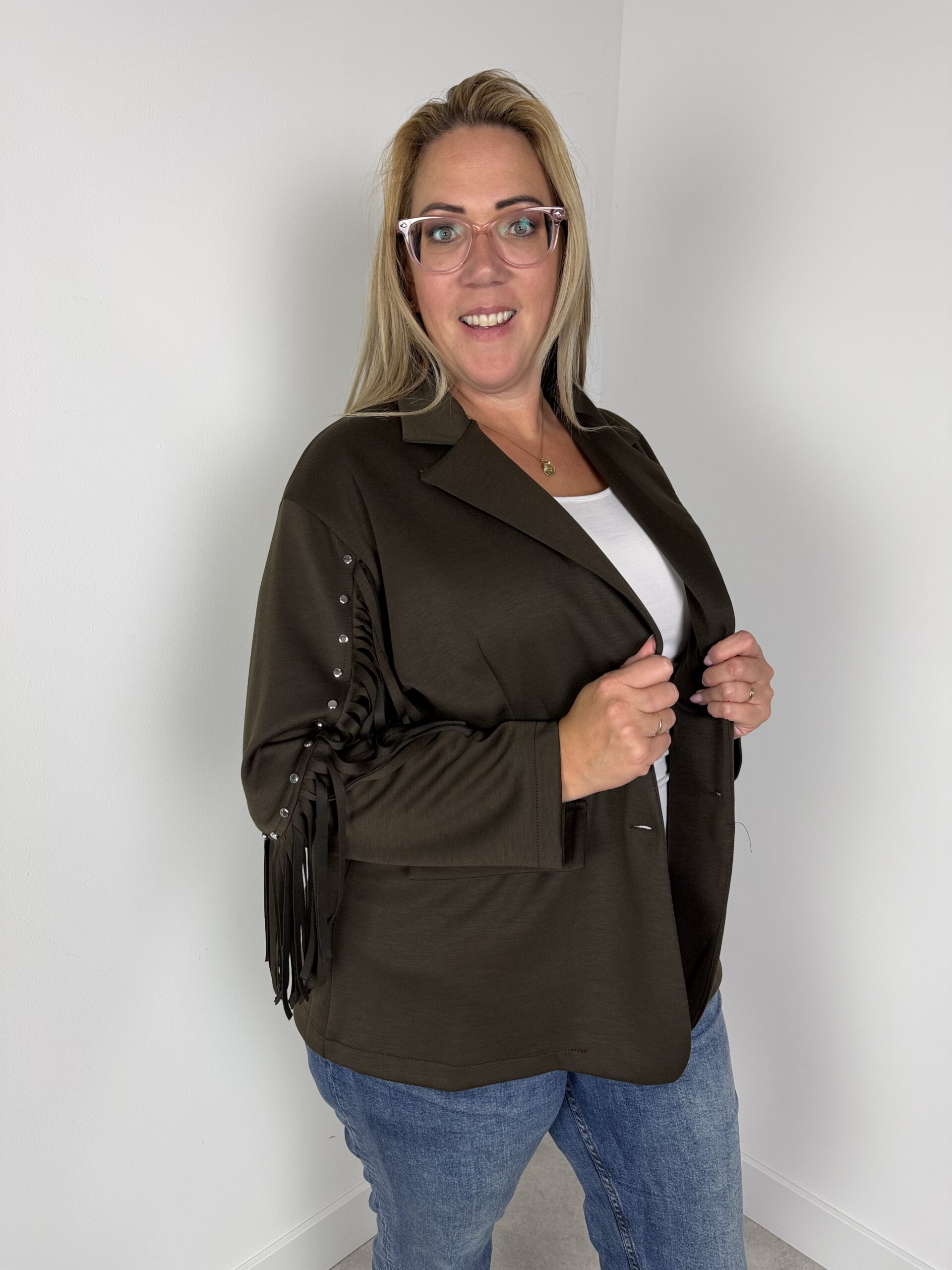 Western stud & Fringe Blazer bruin nr.025